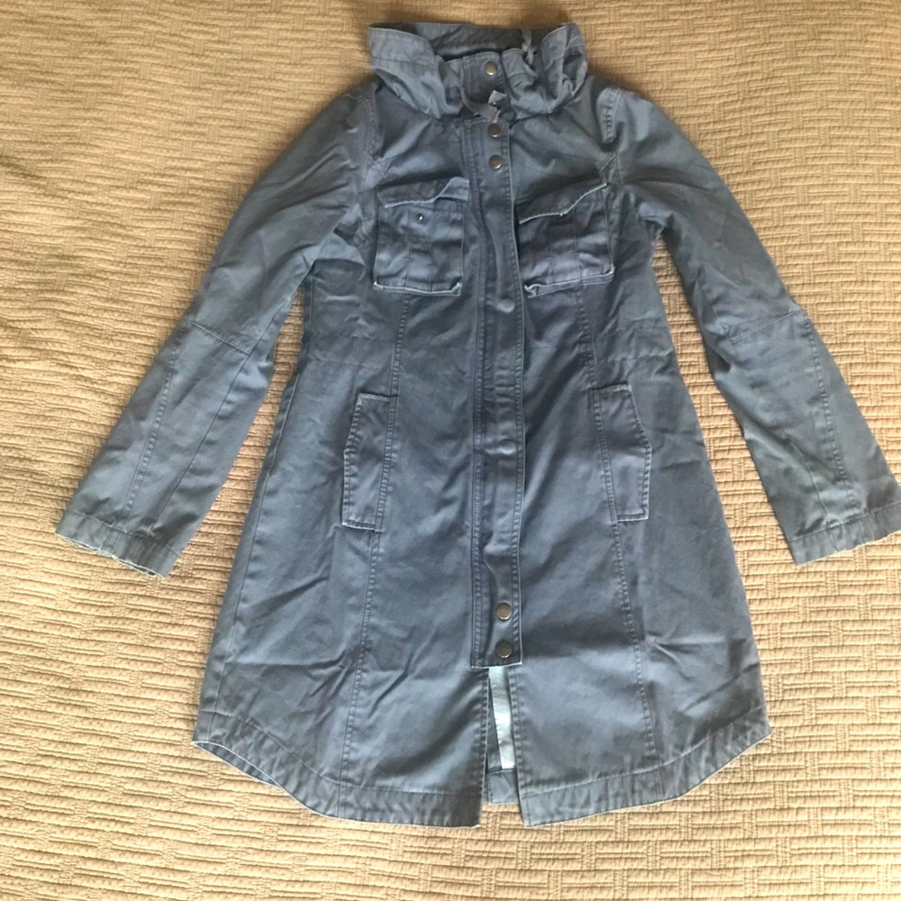 H&M Blue Grey Trench Coat